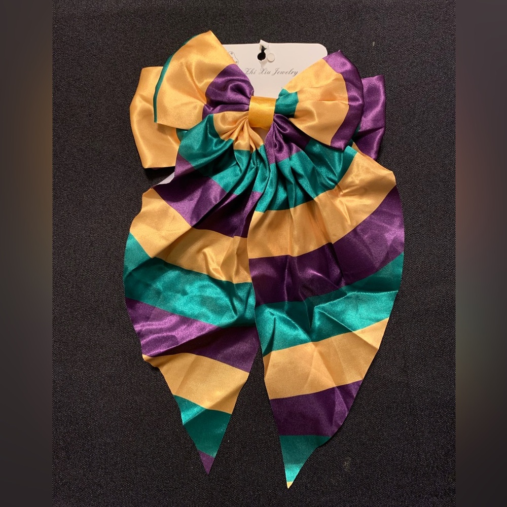 Mardi Gras Hair Bow. Purple, Gold & Green.